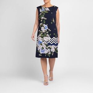 NEW Piero Moretti Blossom Shift Dress in Navy Women’s Italian Plus Size ~26